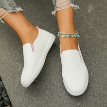 欧美跨境大码新款纯色透气小白鞋软底休闲鞋舒适一脚蹬女鞋