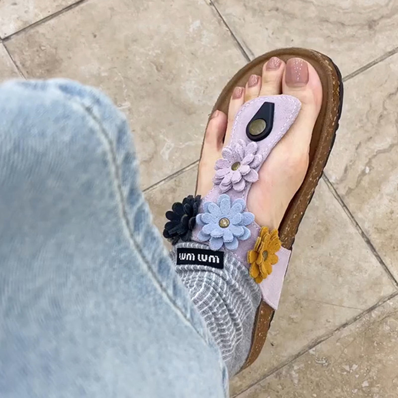 Sheepskin Version~ Lazy Vacation Style Beach Floral Birkenstock Shoes for Women, Summer Thick-Soled Flip-Flops, Stunning Sandals Sheepskin Version~ Lazy Vacation Style Beach Floral Birkenstock Shoes for Women, Summer Thick-Soled Flip-Flops, Stunning Sandals