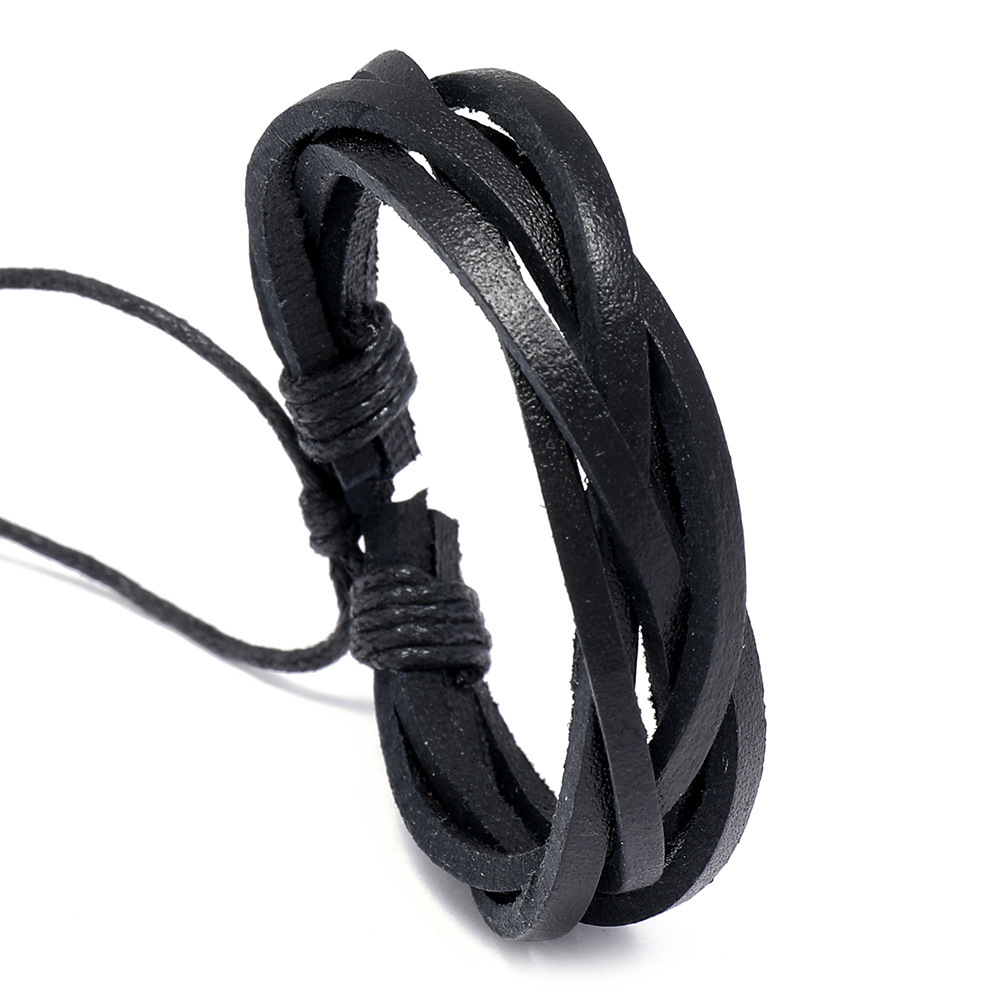 Five-strand Woven Leather Bracelet For Men Adjustable Handmade_voghion.com