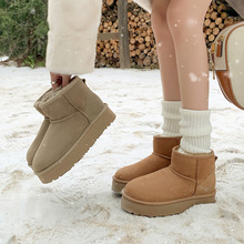真羊皮毛一体雪地靴2025冬松糕厚底中跟圆头真羊毛保暖加厚短靴女