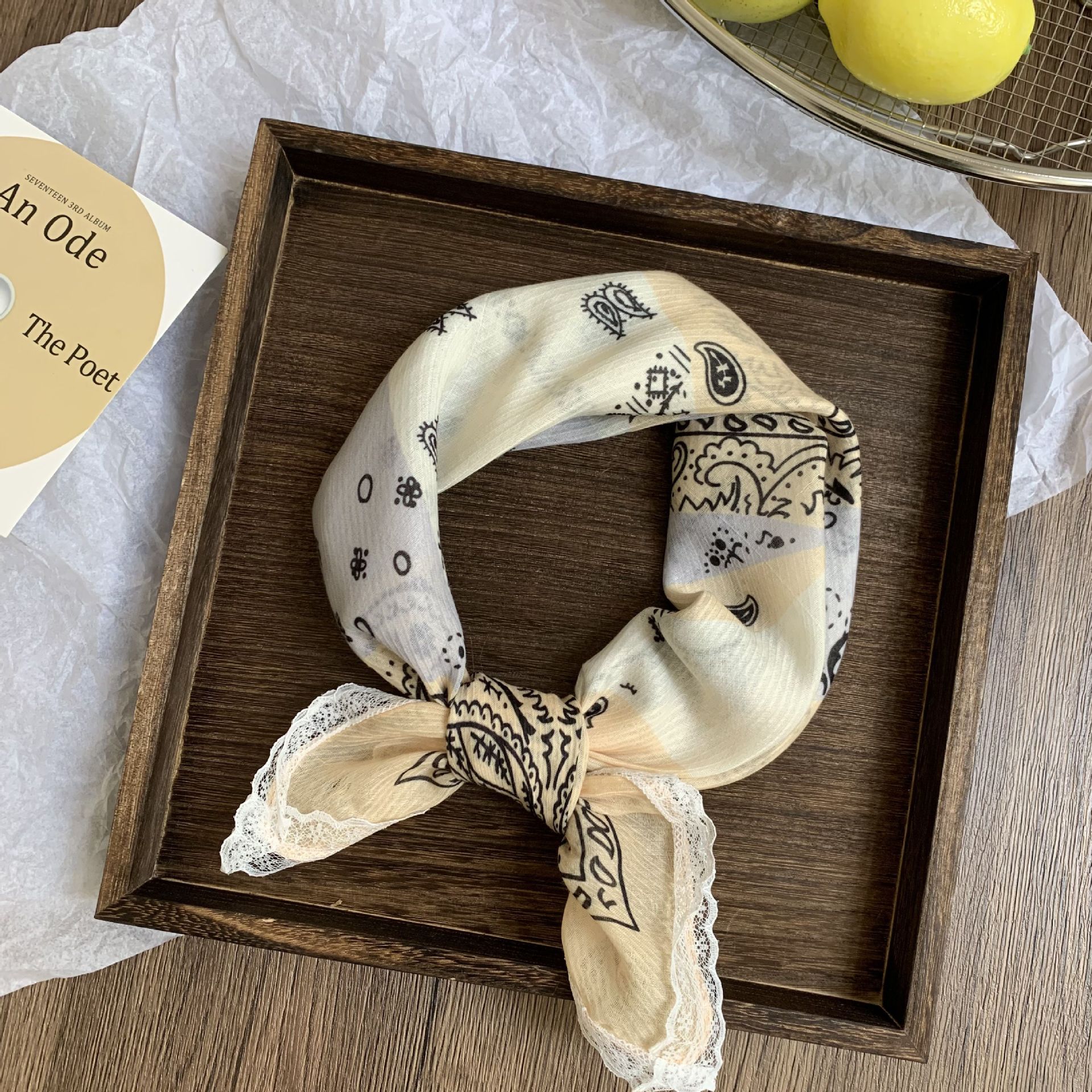 Buñuelo de seda cuello pequeño buñuelo cuadrado primavera y verano nueva moda decoración buñuelo de cuello paquete buñuelo de cabeza buñuelo de verano buñuelo de cabello buñuelo de cabello