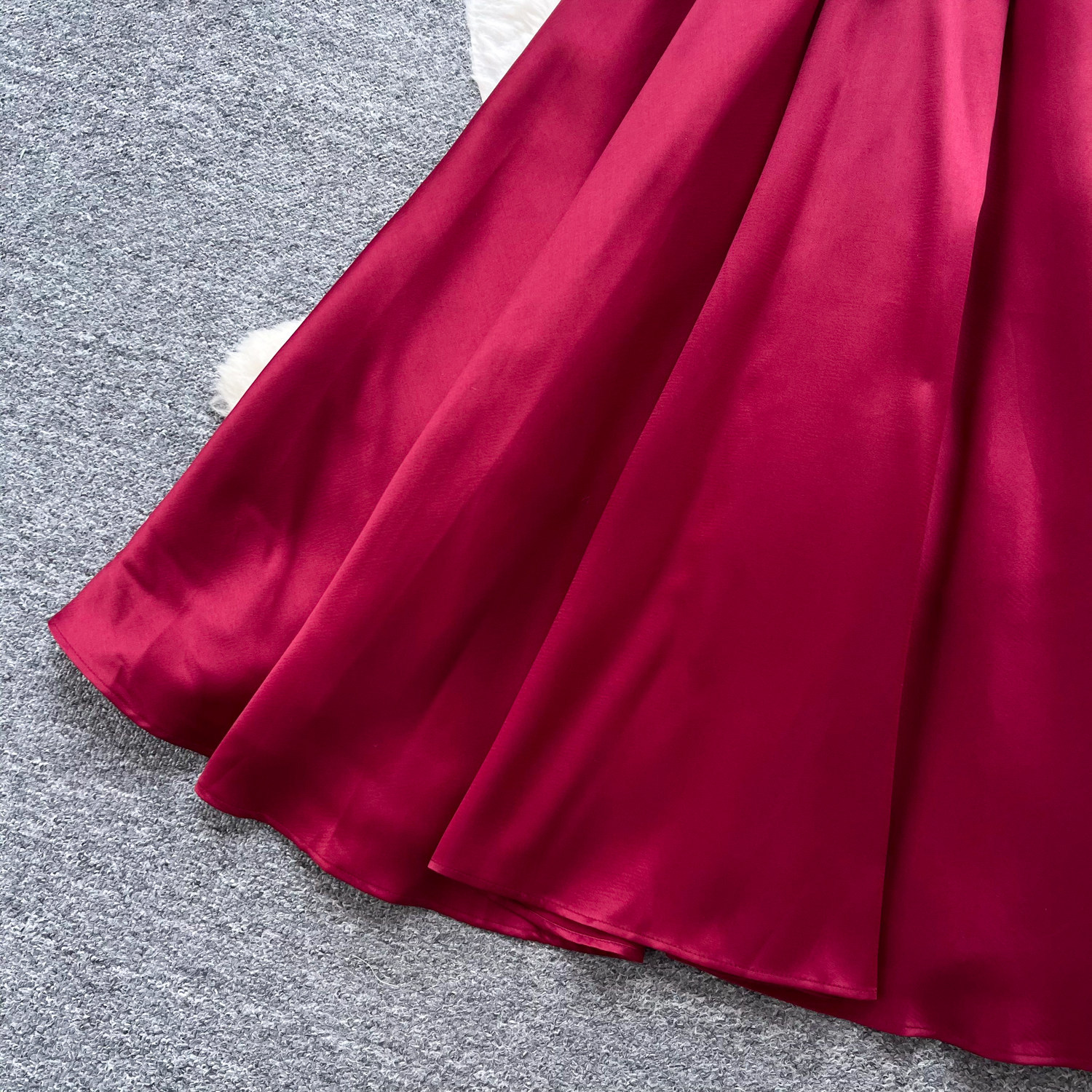 Elegant High-Waisted A-Line Dress Red Lace Peter Pan Collar Summer Commute Suitable Women's Clothing_ecoleips.com