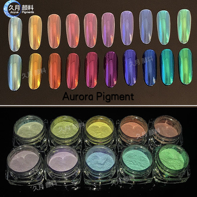 跨境专供极光粉偏光粉仙女甲油胶指甲油闪粉原料美甲粉眼影霓虹粉|ru
