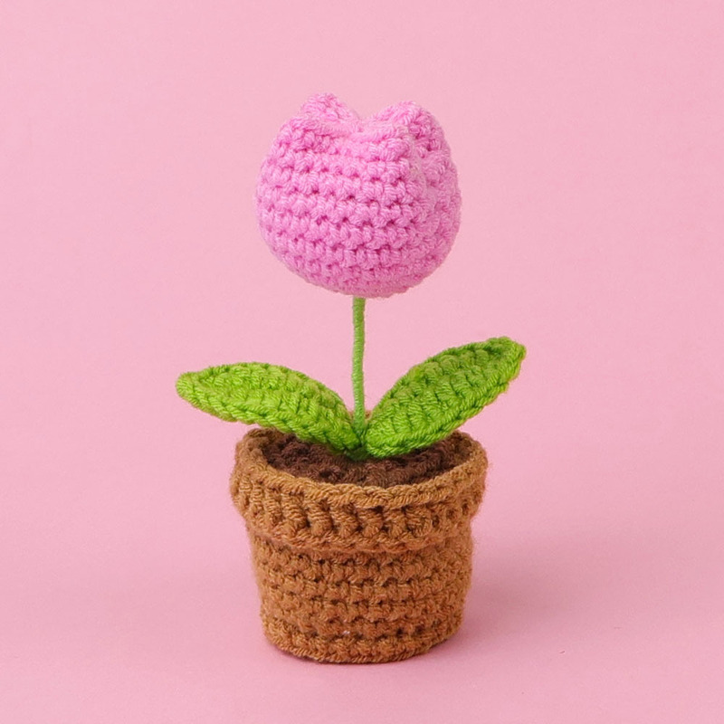 完成品クロスボーダー手作りウールかぎ針編み忘れなしひまわり模擬花鉢植えクリエイティブデスクトップ装飾品車の装飾造花|undefined