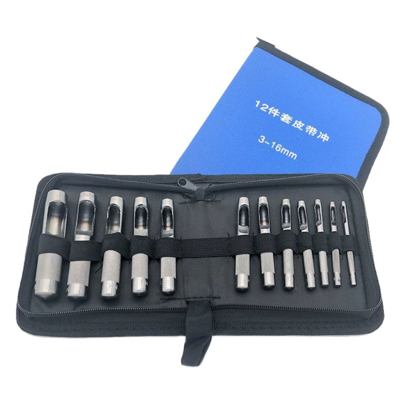 Фабрика прямые поставки ременного пуансона полый пуансон долото холщовый мешок 12 шт. Костюм острый круглый пуансон