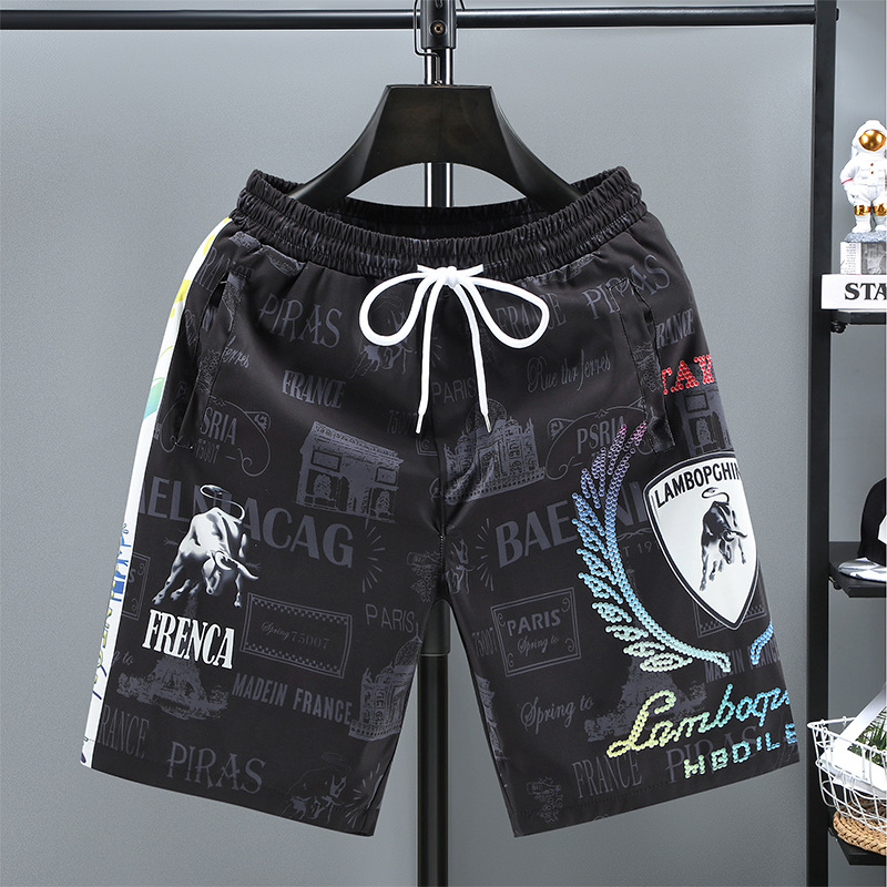 Schnelltrocknende Shorts für Paare für den Sommer, bedruckte Strandmode, dünne Freizeithosen für Männer_voghion.com