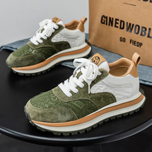 阿甘男鞋2025春季皮面透气休闲运动鞋百搭学生厚底增高老爹鞋代发