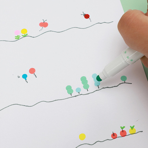 Colin 560 Dots Pen Double Head Dotting Pen Watercolor Painting Pen Student Notebook Writing Art Drawing Pen Highlighter 