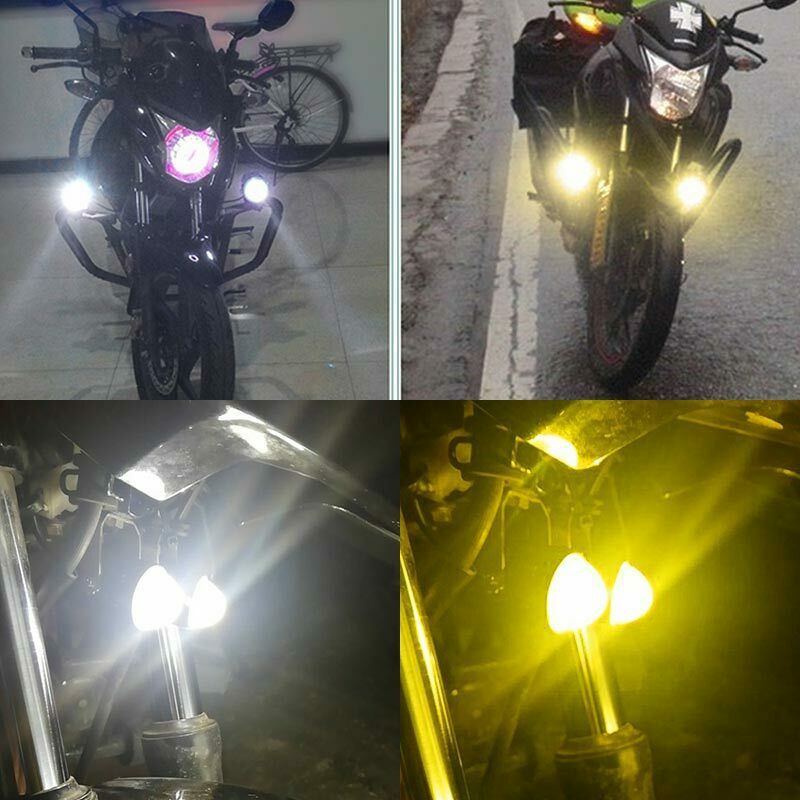 Transfronteriza venta caliente de faro de motocicleta LED blanco y amarillo de dos colores cañón de acero a prueba de agua 12 - 80V