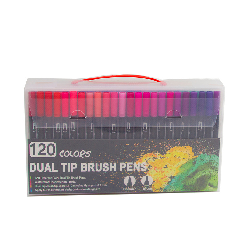 Transfronteriza 36 100 120 marcador de doble cabeza PP caja de pvc gancho de cabeza suave pluma cepillo pintura entrega de una sola pieza