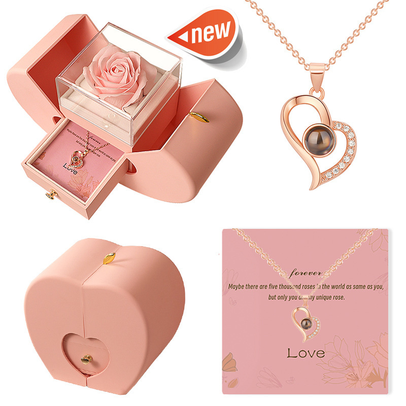 핑크-(네잎 클로버 실버 목걸이+LOVE 카드), 130*90*125mm (475g/개)