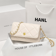 跨境貨源菱格小方包高級感細膩羊紋膚感鏈條包山茶花單肩斜挎包