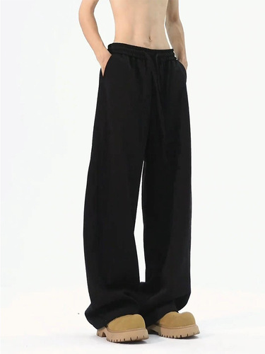 American-style Fleece-lined Sweatpants for Men—New Autumn/Winter Design, Drapey Straight-leg Wide-leg Pants—Cleanfit Sports & Casual Long Pants