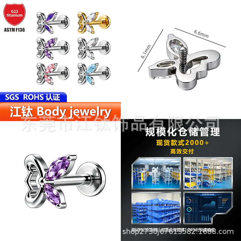 Pointed titanium steel lip stud product view