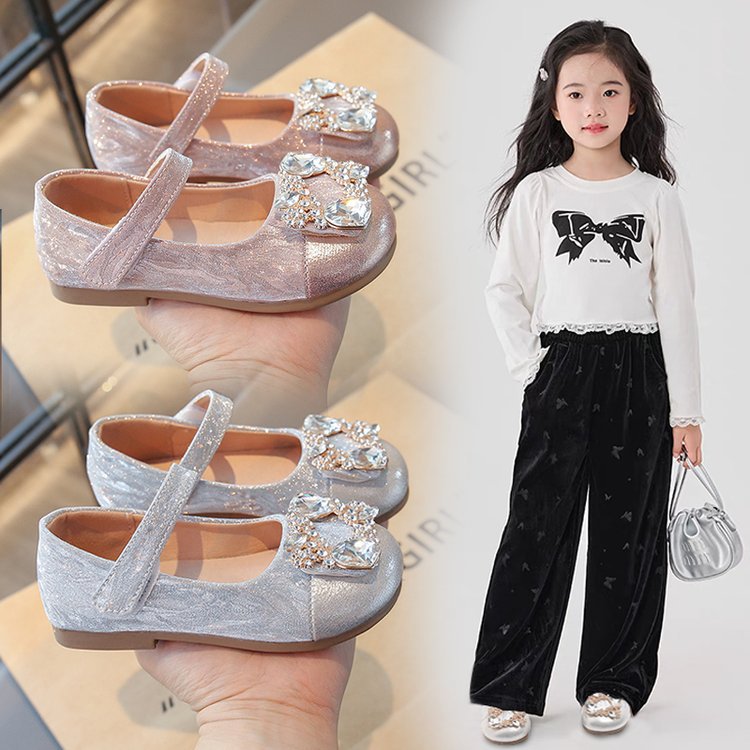 Girls' Princess Shoes 2025 Spring New Korean Style Fashionable Soft-soled Non-slip Children Aged 3-14 All-match Casual Single-layer Shoes