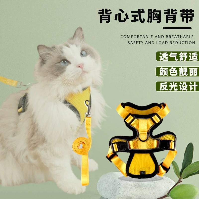 Поводок для собак, светоотражающий шлейко-поводок для кошек, защита от побега, защита от ударов, дышащий поводок для собак, поводок для кошек, поводок для собак