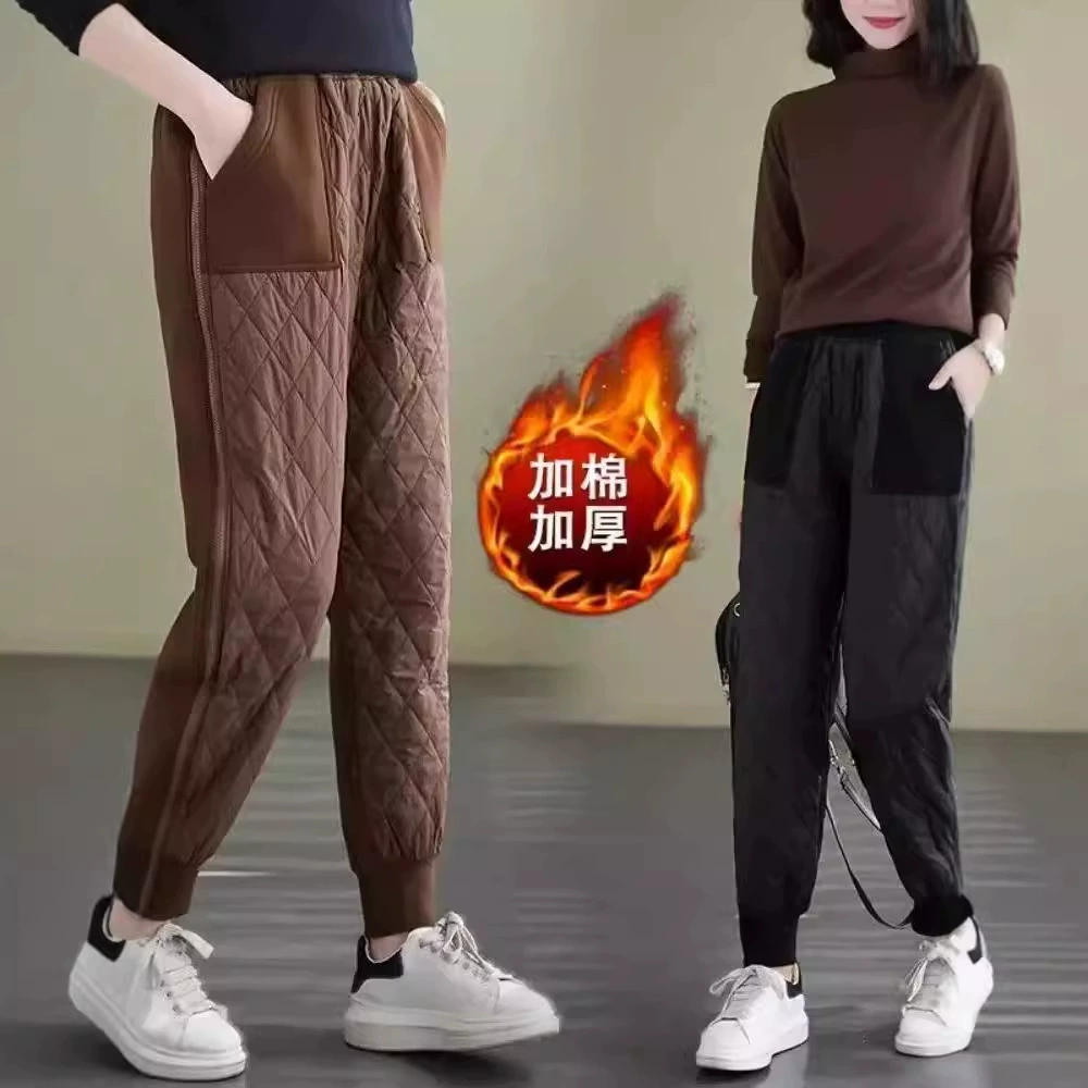 Бархатные утолщенные легкие хлопковые брюки для женщин, зимняя верхняя одежда, модные новые брюки для мам 2025 года, теплая женская зимняя одежда, тренд