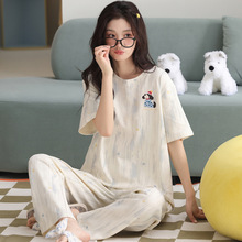 2026新款睡衣女夏莫代尔短袖长裤两件套休闲可外穿家居服套装