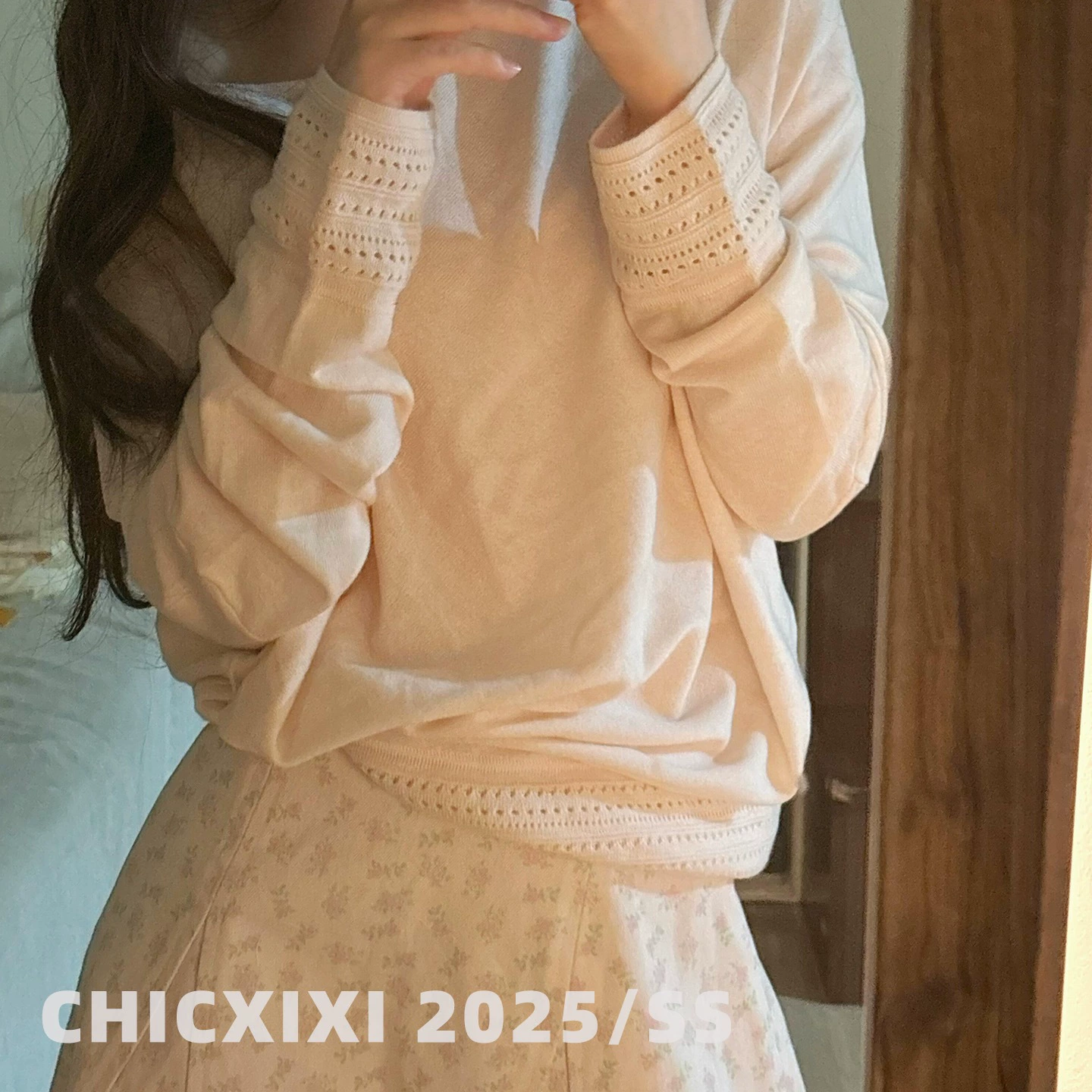 CHICXIXI 25SS "Курлящий ушастый кролик" розовый одноплечий свитер для ранней осени, мягкий и белый топ
