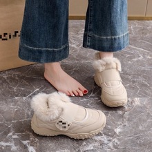 高帮棉鞋女2025新款冬季皮面加绒运动鞋防水防滑雪地靴保暖老爹鞋