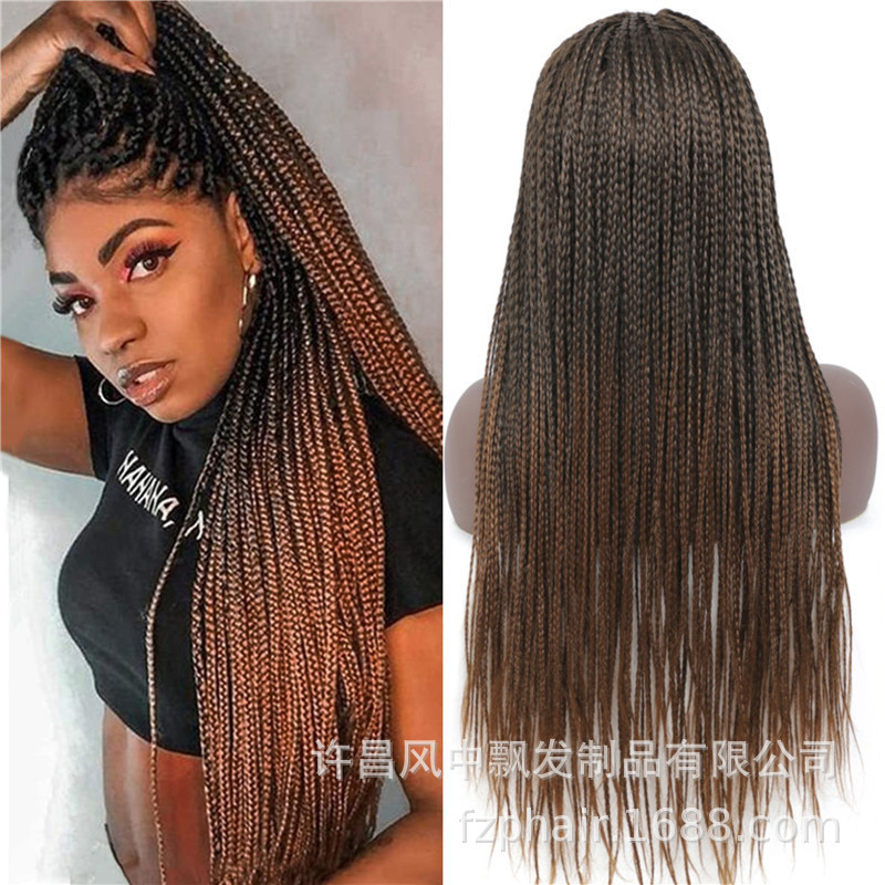 African dirty Braid head cover three-strand Braid Long Wig pure hand-woven crochet hair European and American Long Braid Wig