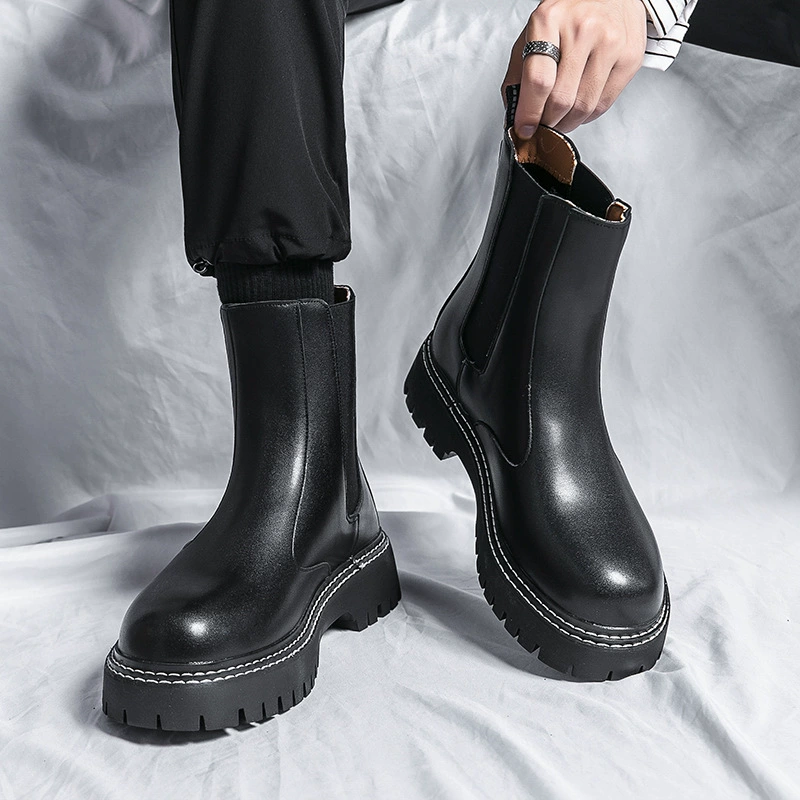 Высокие Черные Ботинки Martin на толстой подошве, мужские кожаные ботинки, осенне-зимние новые ботинки 2022 года, молодежные ботинки челси, высокие ботинки