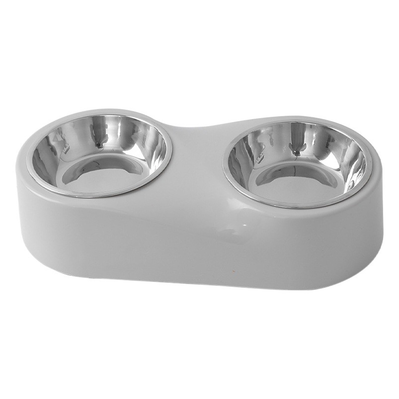 Nuevo original gato tazón caja de color 8 palabras doble tazón ASB Acero inoxidable separado diseño gato agua tazón mascotas suministros