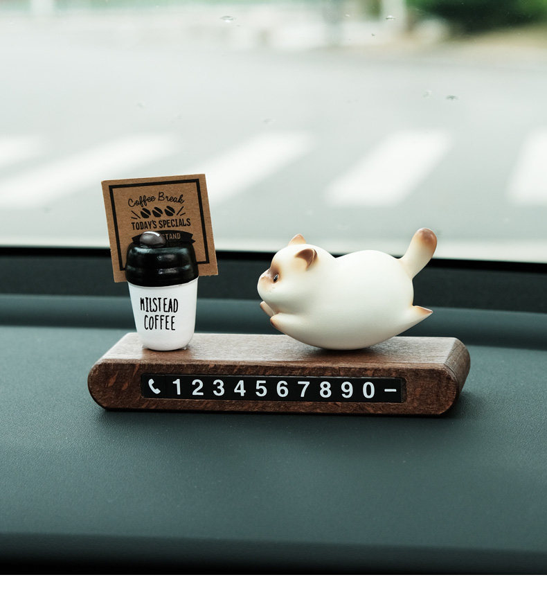 Cute Kitten Car Temporary Parking Number Sign Cartoon Car Decoration Interior Accessory for Women
