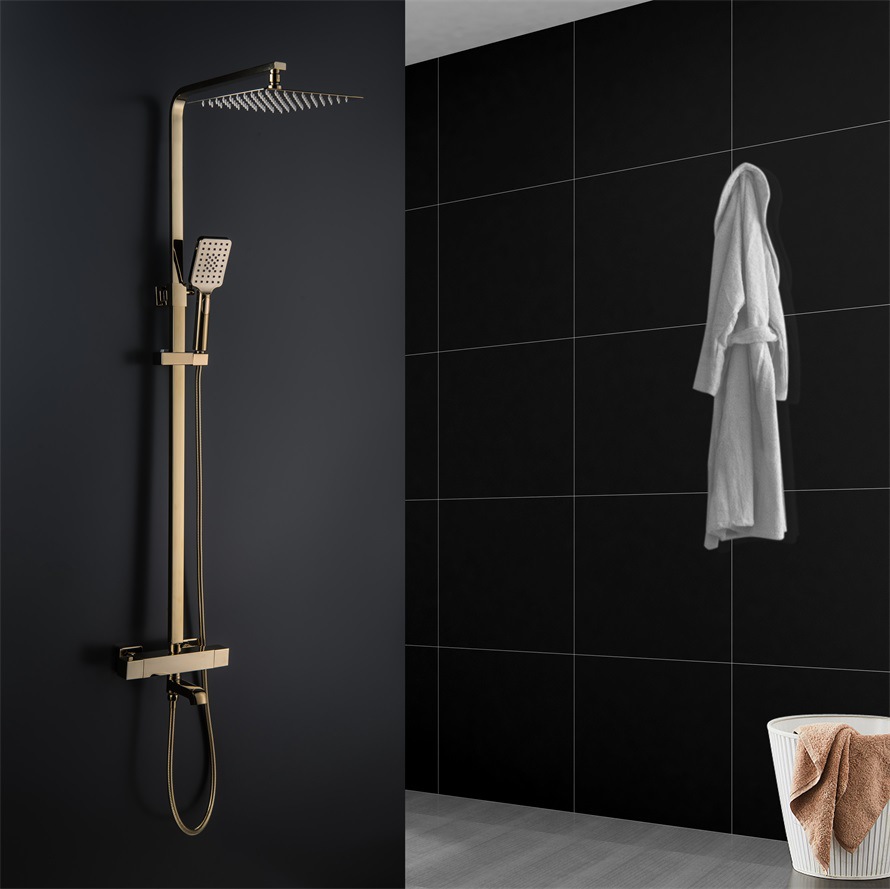 Kaiping Youjia Bathroom Zirconium Gold Straight Rod Hot and Cold Adjustable Tube Constant Temperature Three-Speed Switch Waterfall Outlet Shower 1501
