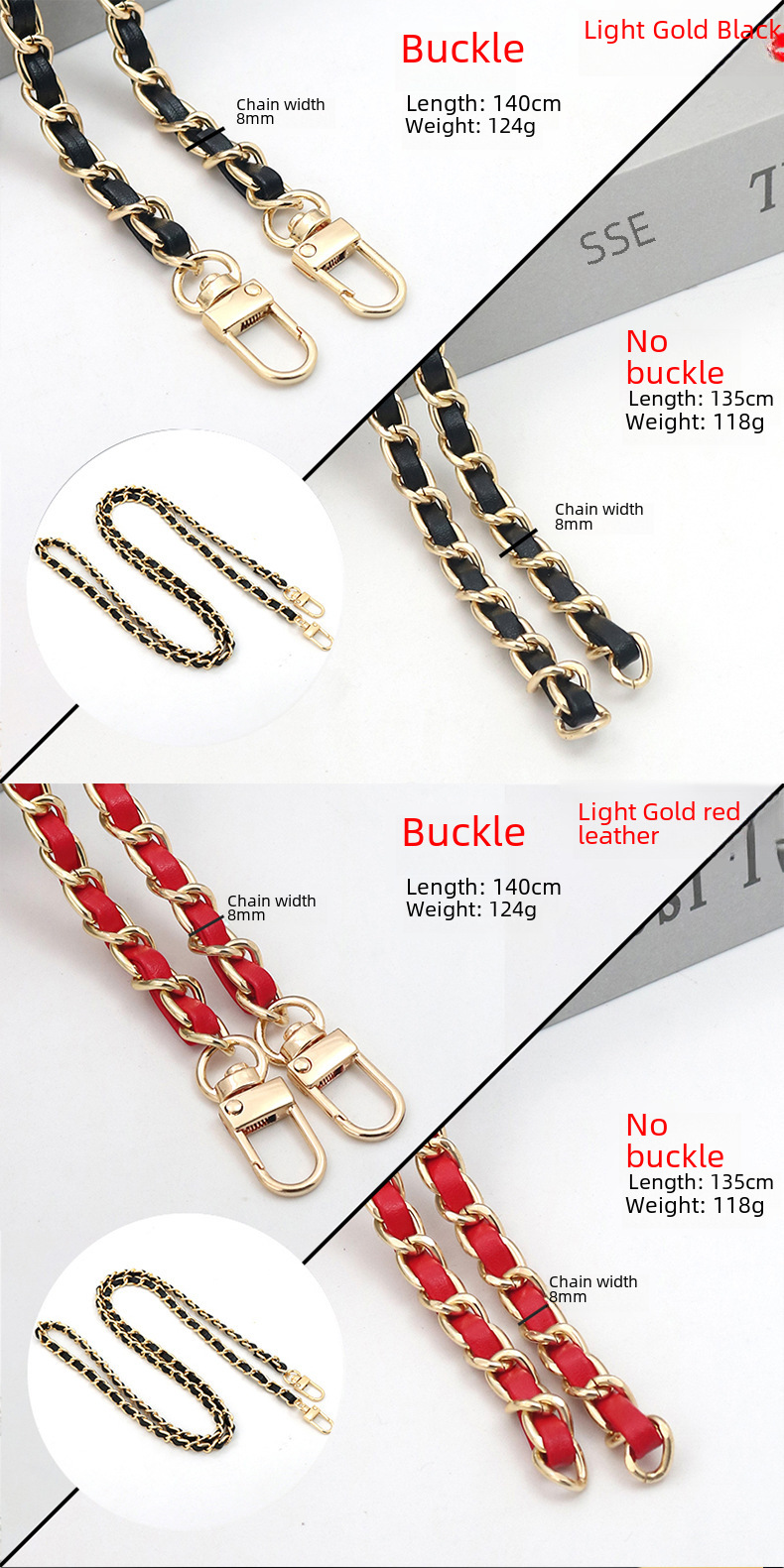 in stock Wearing Leather Bag with Accessories in stock Bag Chain Crossbody Bag Chain Backpack Shoulder Strap Metal Bag Shoulder Strap Customization