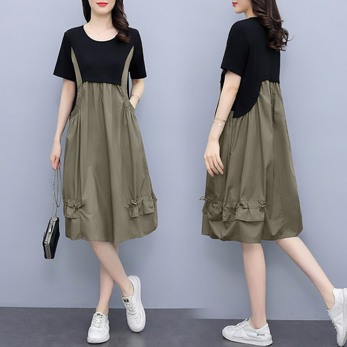 European goods, foreign style suspender skirt, fake two-piece summer 2026 waist waist mid-long A-line suspender slimming dress for women