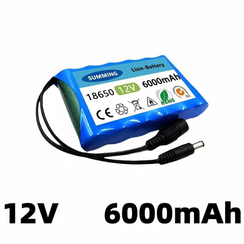 12V 6.0Ah (6000Mah) 3S2P 18650 Lithium Battery Pack with Protection Board Include Charger