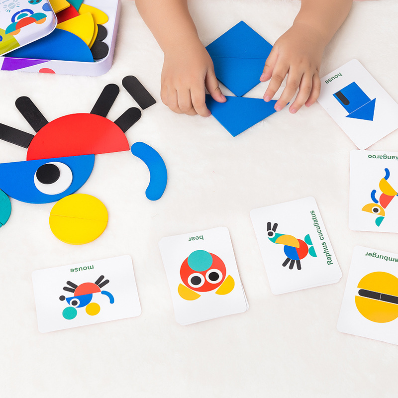 Weiweihu rompecabezas de madera para niños rompecabezas caja de hierro formas geométricas inteligencia rompecabezas rompecabezas divertido juguete