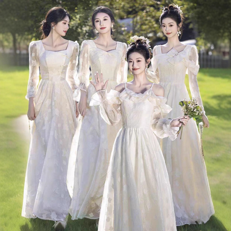 Bridesmaid Dresses 2026 New Style Champagne Color, Stunning and Ethereal, Suitable for Autumn and Winter, Can Be Worn Casually