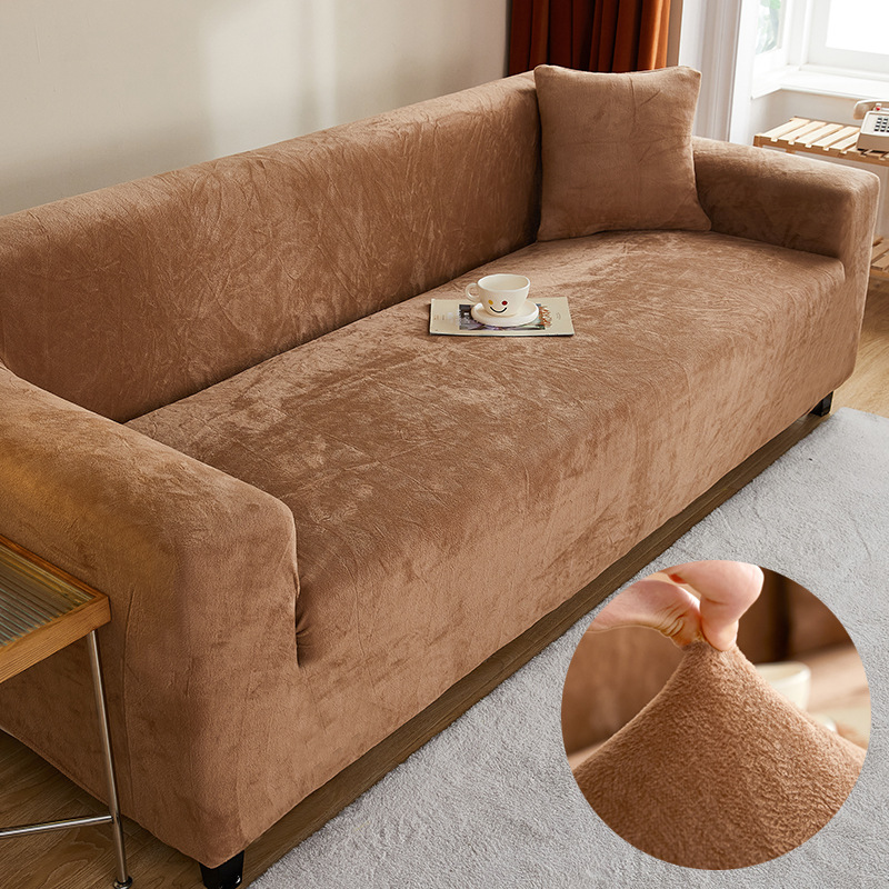 Otoño y invierno europeos de peluche engrosado sofá elástico cubierta de sofá cubierta de sofá todo incluido toalla de sofá de piel antideslizante tela al por mayor
