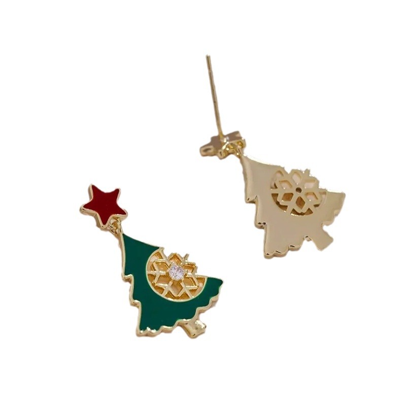 Orecchini, orecchini da festa alla moda e di alta qualità che gocciolano olio, orecchini da donna con albero di Natale pentagramma_voghion.com