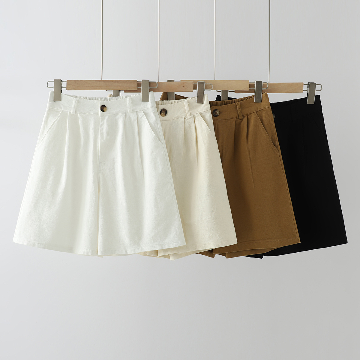 2025年夏装复古百搭短裤女  休闲热裤宽松高腰外穿阔腿裤批发