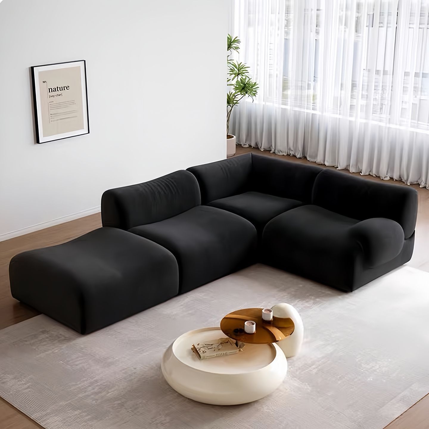 Cross-Border Vacuum Compression Bamboo Fabric Sofa Italian Minimalist Living Room Removable Module Combination Designer Sofa