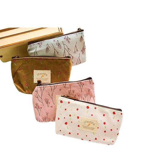 Rural floral pen case, fresh and simple zakka rural style, floral canvas student pen bag/pencil case
