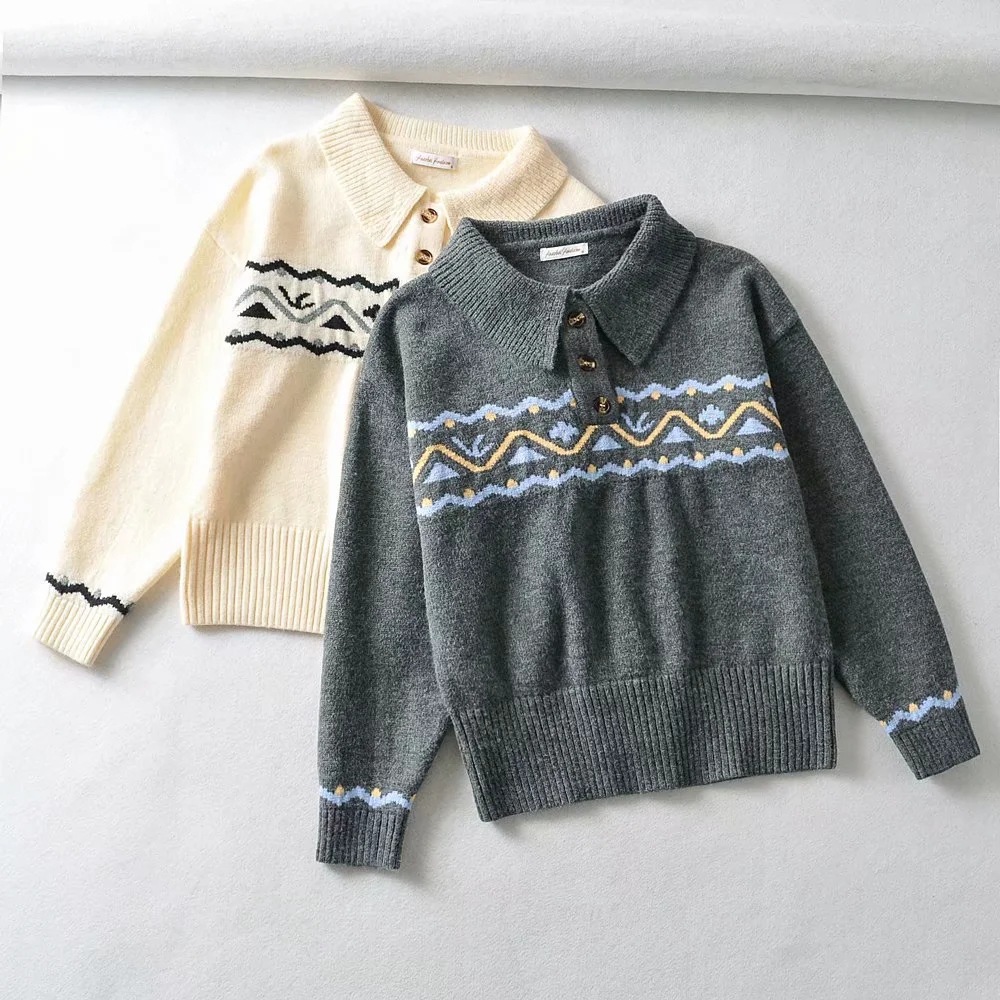 spring and summer contrast stitching pullover sweater NSHS29416