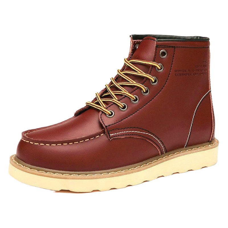 Cross-Border Popular Martin Boots Men's British Casual Trendy High-Top Shoes Genuine Leather Couple Work Boots Large-Toe Leather Shoes
