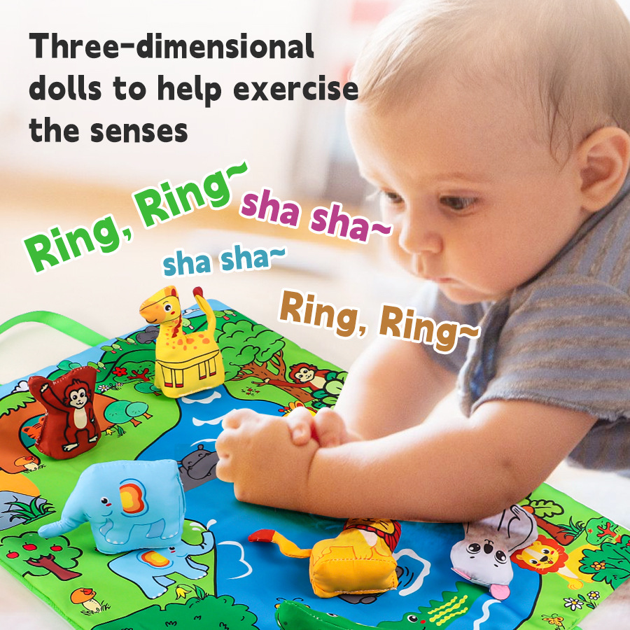 Manta de juego de bebé transfronteriza, almohadilla de almacenamiento de animales, tela de animal tridimensional, bolsa de libro, alfombra de arrastre, juguete educativo