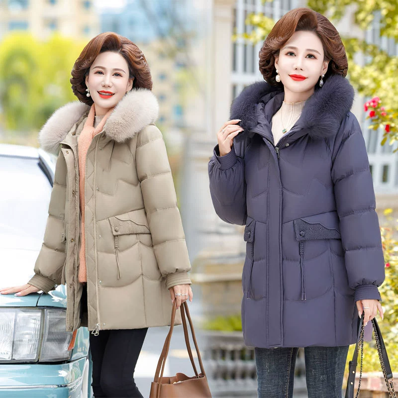 Зимний длинный пуховик для матери среднего возраста в западном стиле 2023, новое утолщенное пальто для женщин среднего и пожилого возраста