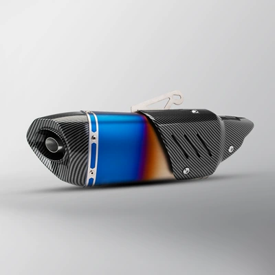 400 450SR K11 round — Motorcycle exhaust pipe - half-blue-imitation-carbon-head-imitation-carbon-cover