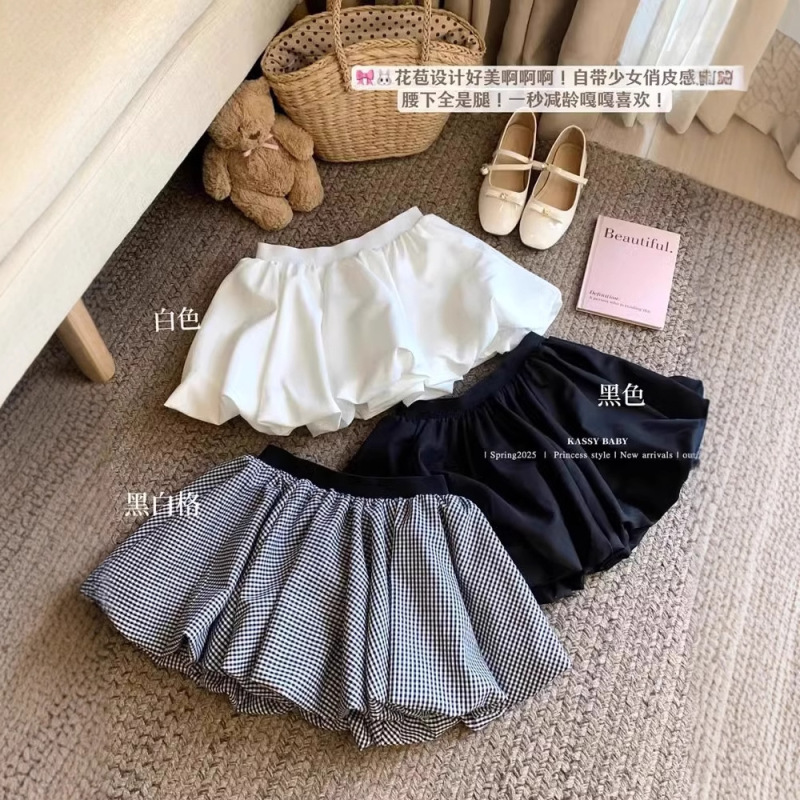 白色甜美减龄蓬蓬半身裙女装夏季高腰防走光裙裤花苞短裙a字裙子|undefined