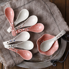 Snow Flower Small Spoon Japanese Style And Wind Soup Spoon Underglaze Ceramic Household Restaurant Ladle Supply Amazon