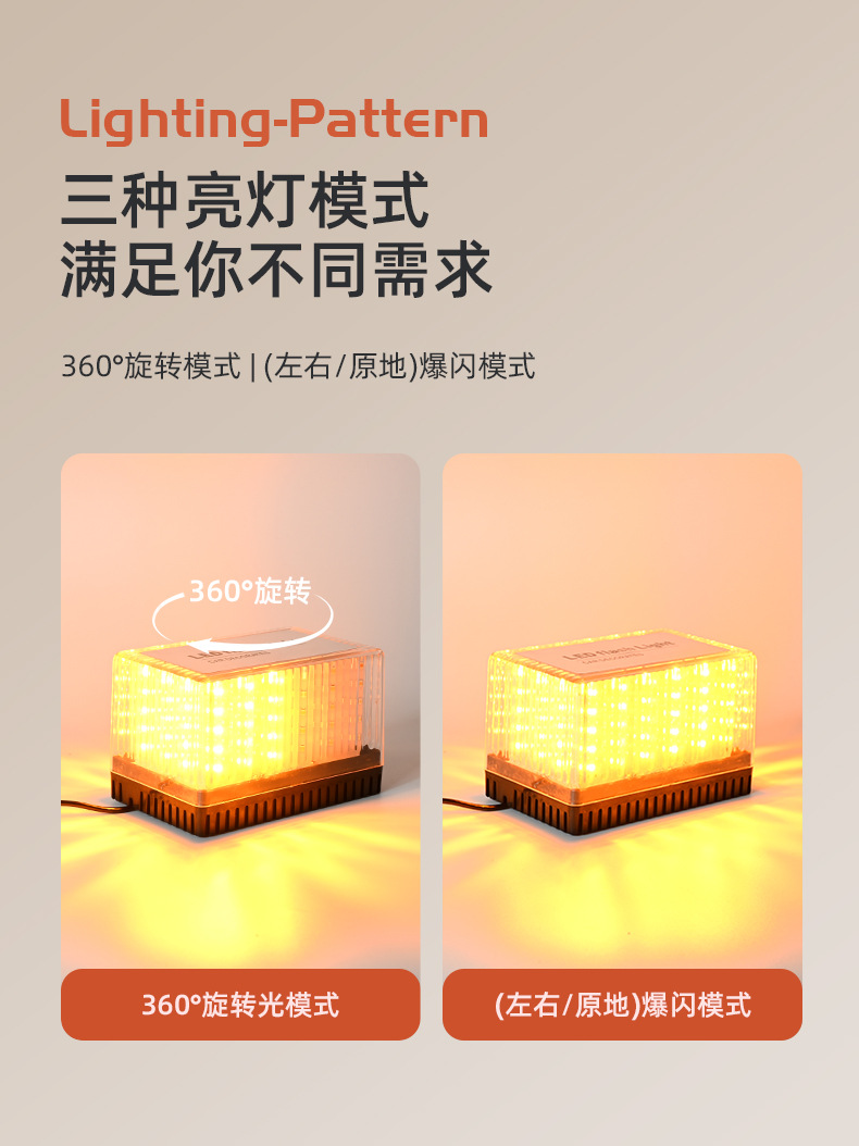 90LED car multifunctional square magnetic ceiling light engineering vehicle sprinkler warning light school bus fire rescue explosion