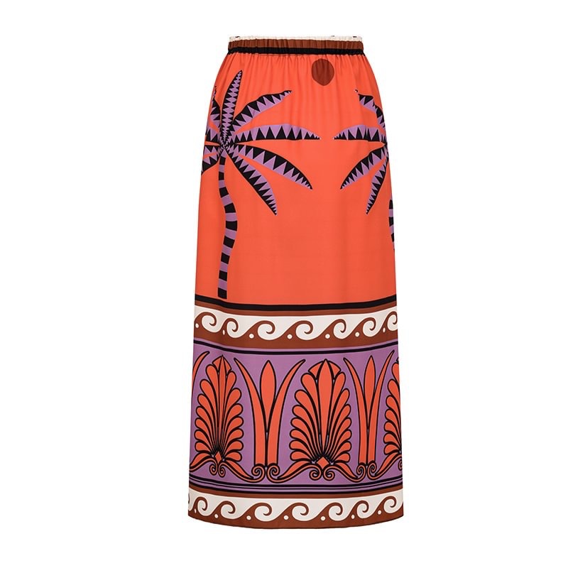 Halter Neck Neckline Women's Lady Bohemian Printing 2 Pieces Set One Piece Swimwear