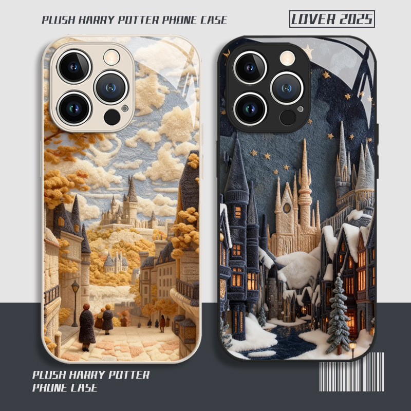 Harry Potter Apple 17 Mobile Phone Case Iphone16Promax Hogwarts 15 Castle Glass All-Inclusive Hard Cover