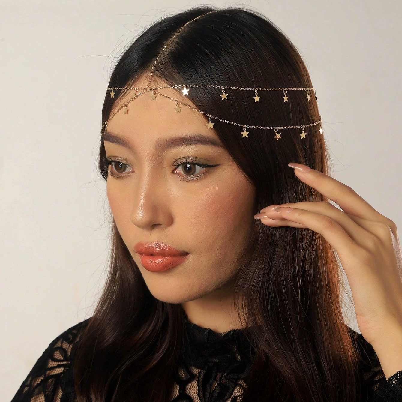 Европейские и американские трансграничные украшения простые звезды с кисточками подвеска металлическая головная цепочка обруч пляжный праздничный головной убор свадебные аксессуары для волос
